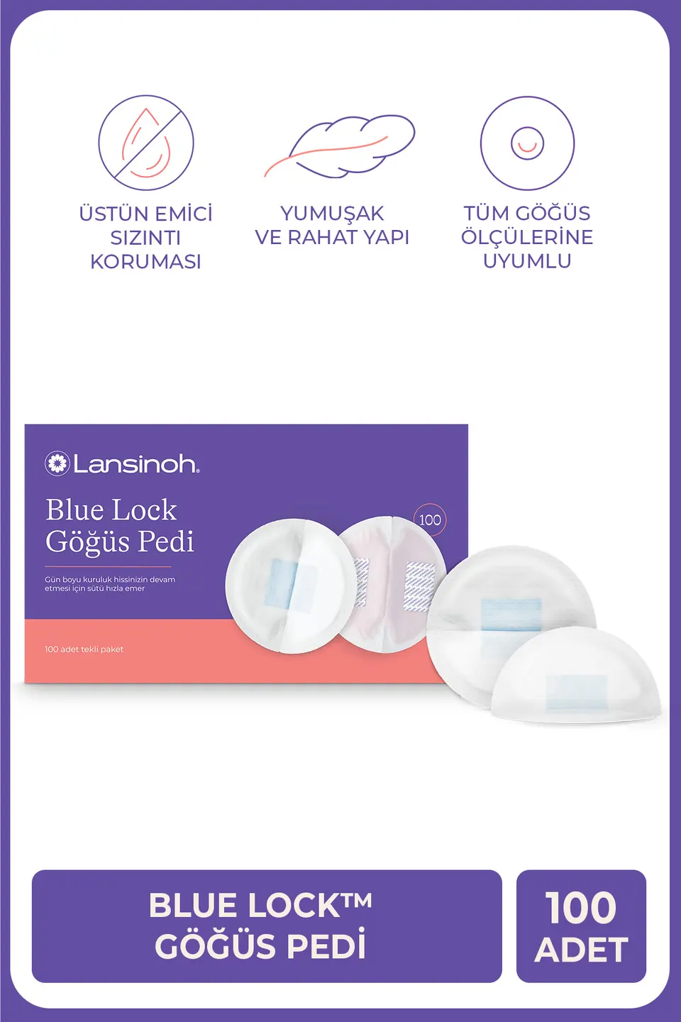 Lansinoh Blue Lock Göğüs Pedi 100 Adet