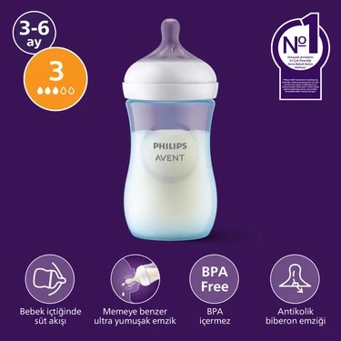 Philips Avent SCY903/21 Doğal Tepkili Mavi Biberon 260 ml