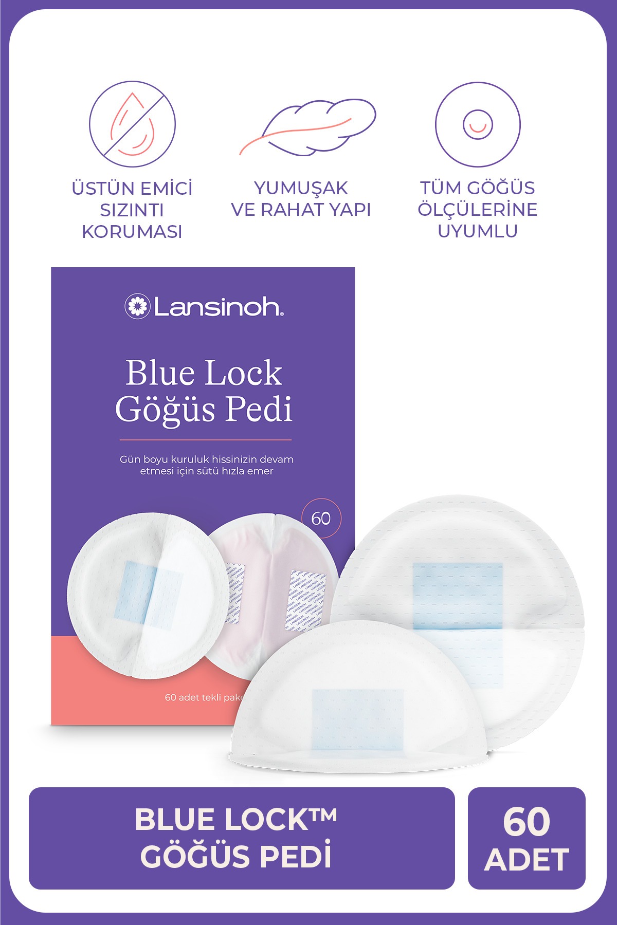 Lansinoh Blue Lock Göğüs Pedi 60 Adet